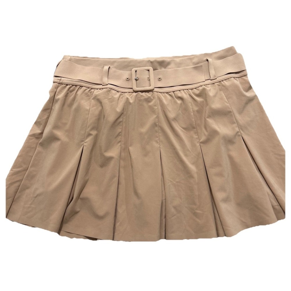 NEW‎ Offline By Aerie Women's L Real Me Belted Pleated Skort Tan